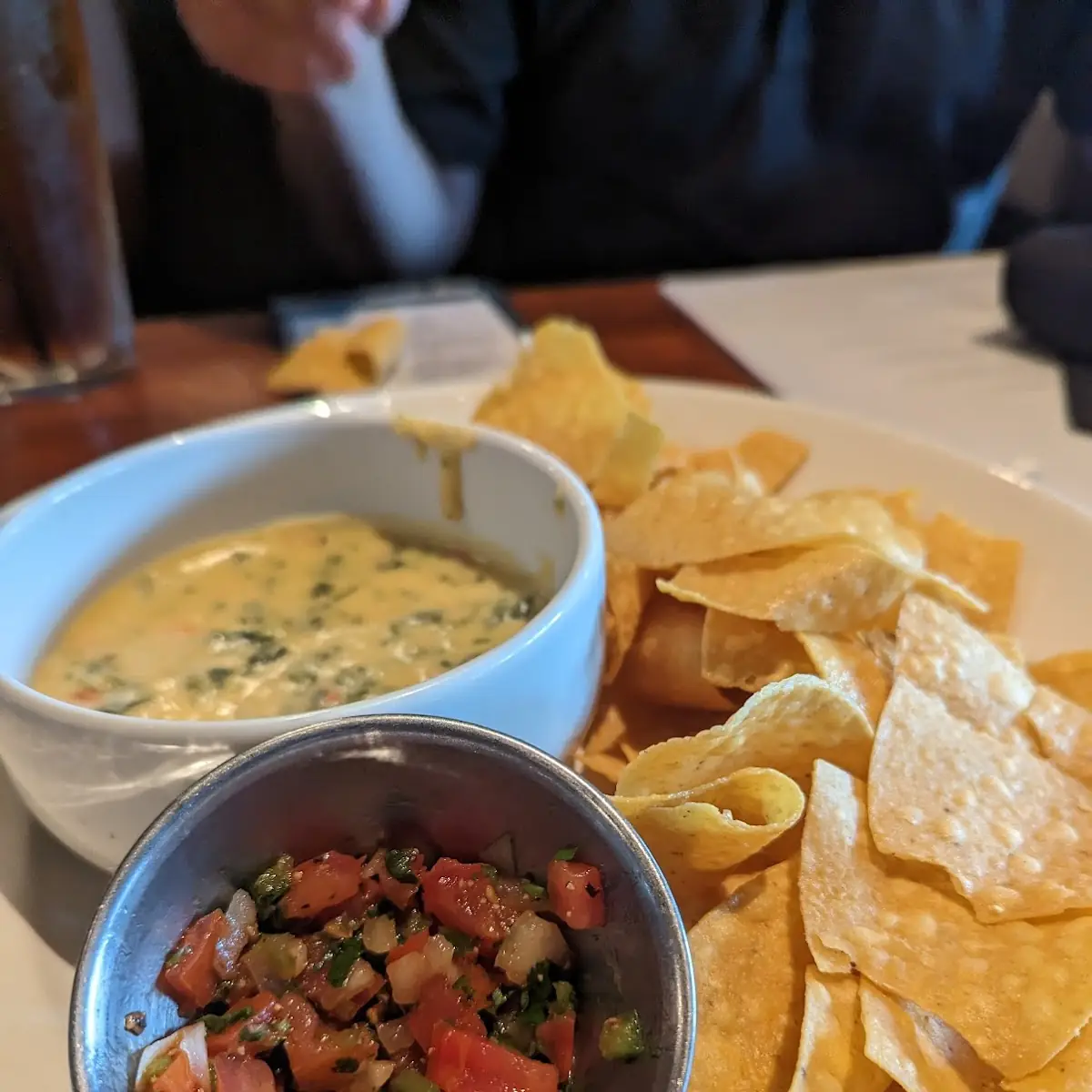 Chips and Salsa and Queso Dip