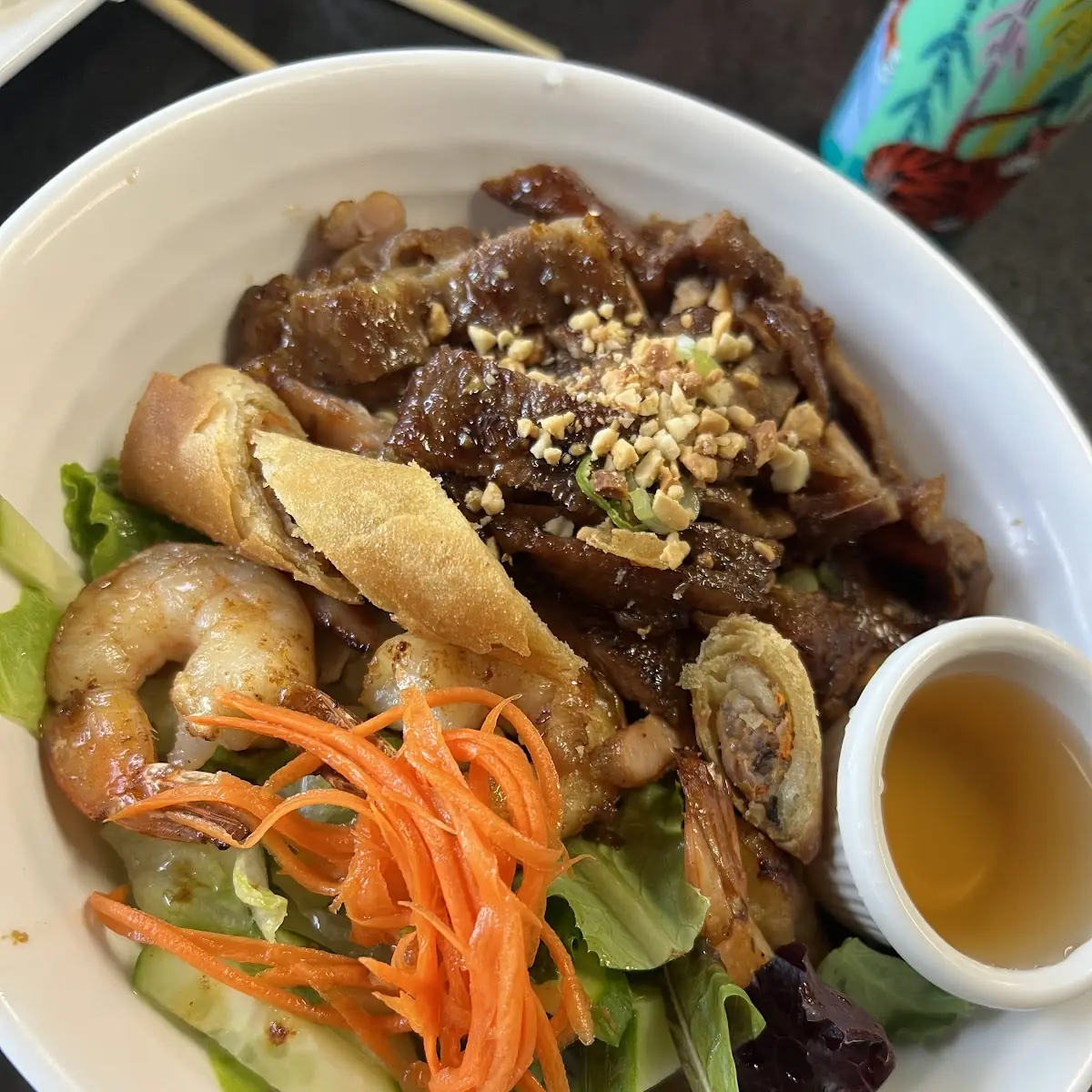 Combination Vermicelli Bowl with Egg Roll