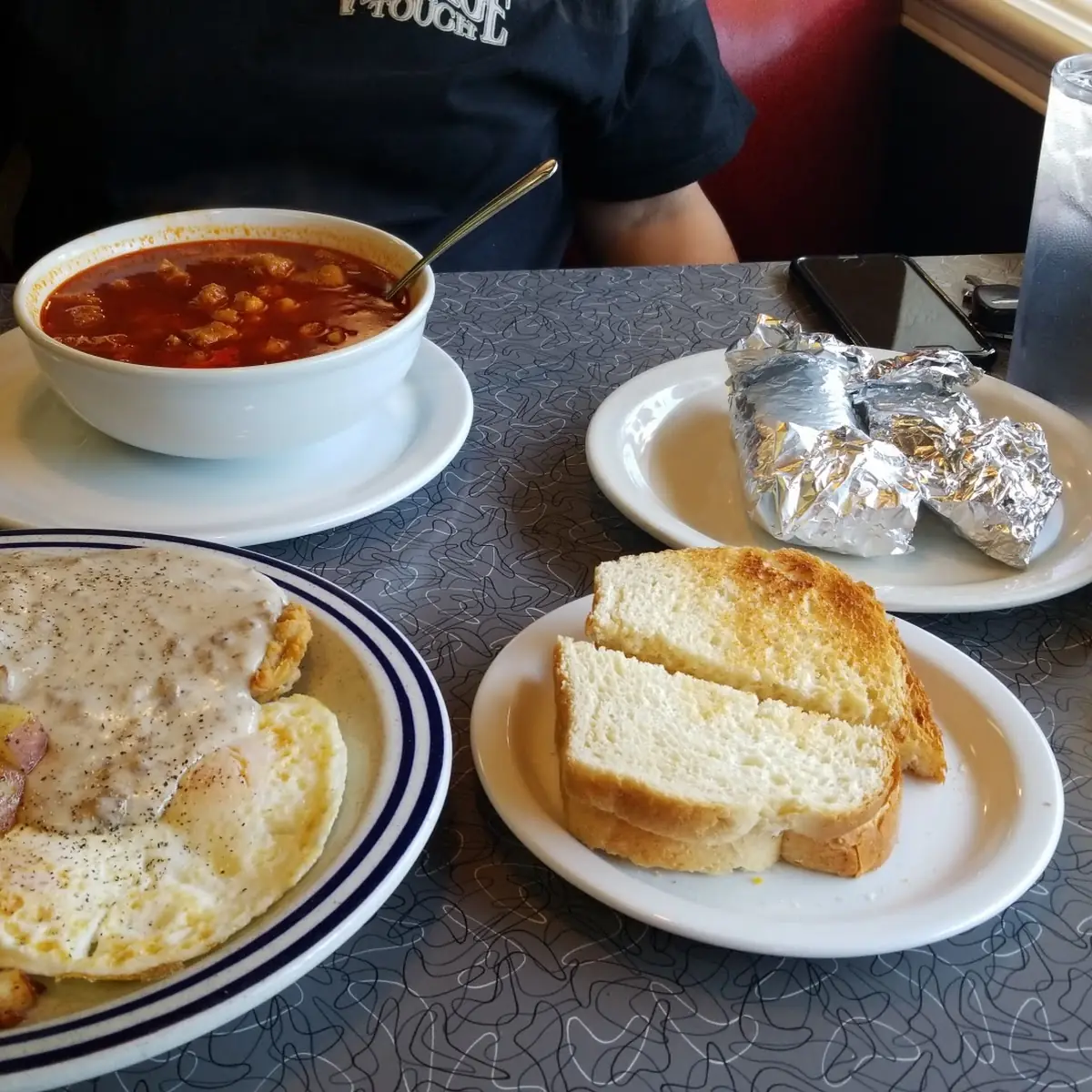 Chicken Fried Steak and Eggs and Menudo