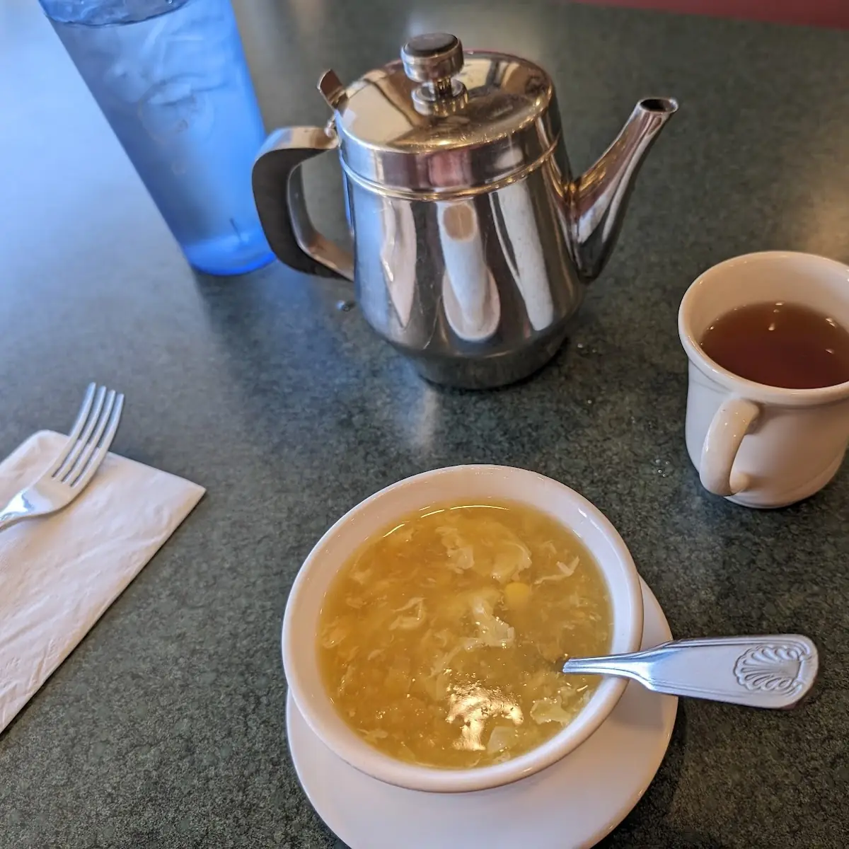 Egg Flower Soup and Hot Tea