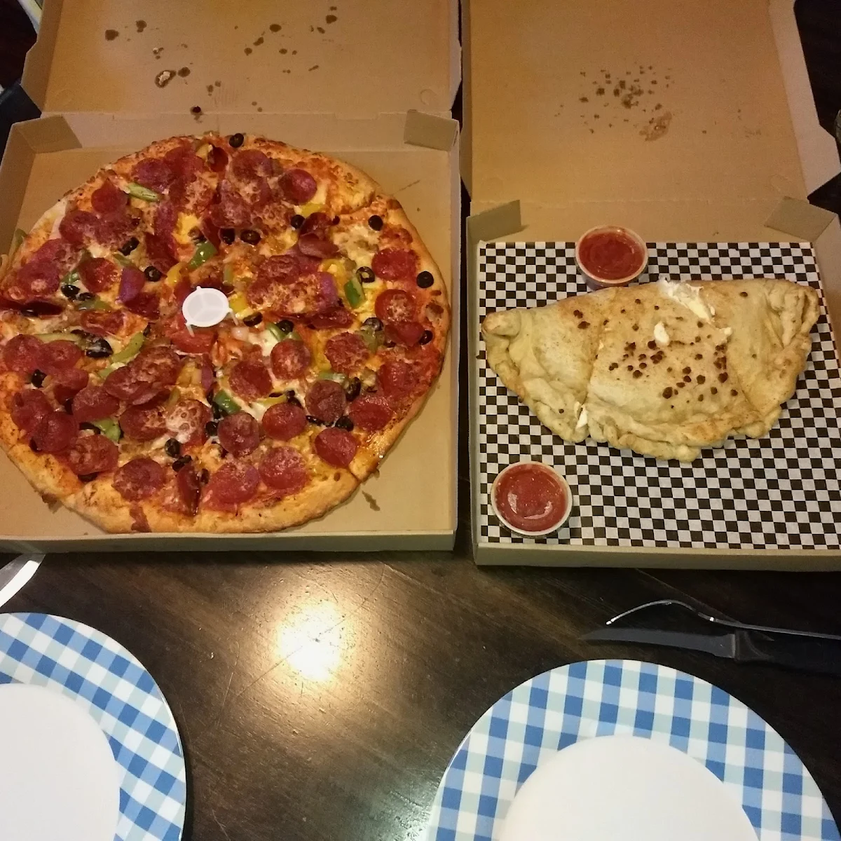 Traditional Calzone and Pepperoni Pizza