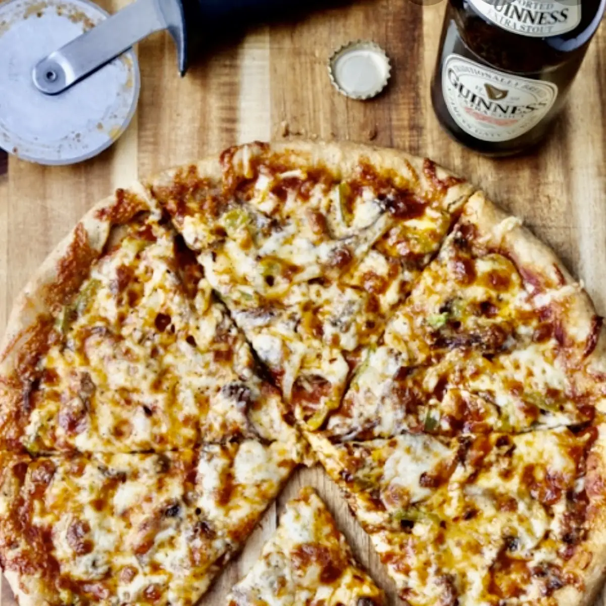 Hamburger and Mushroom Pizza