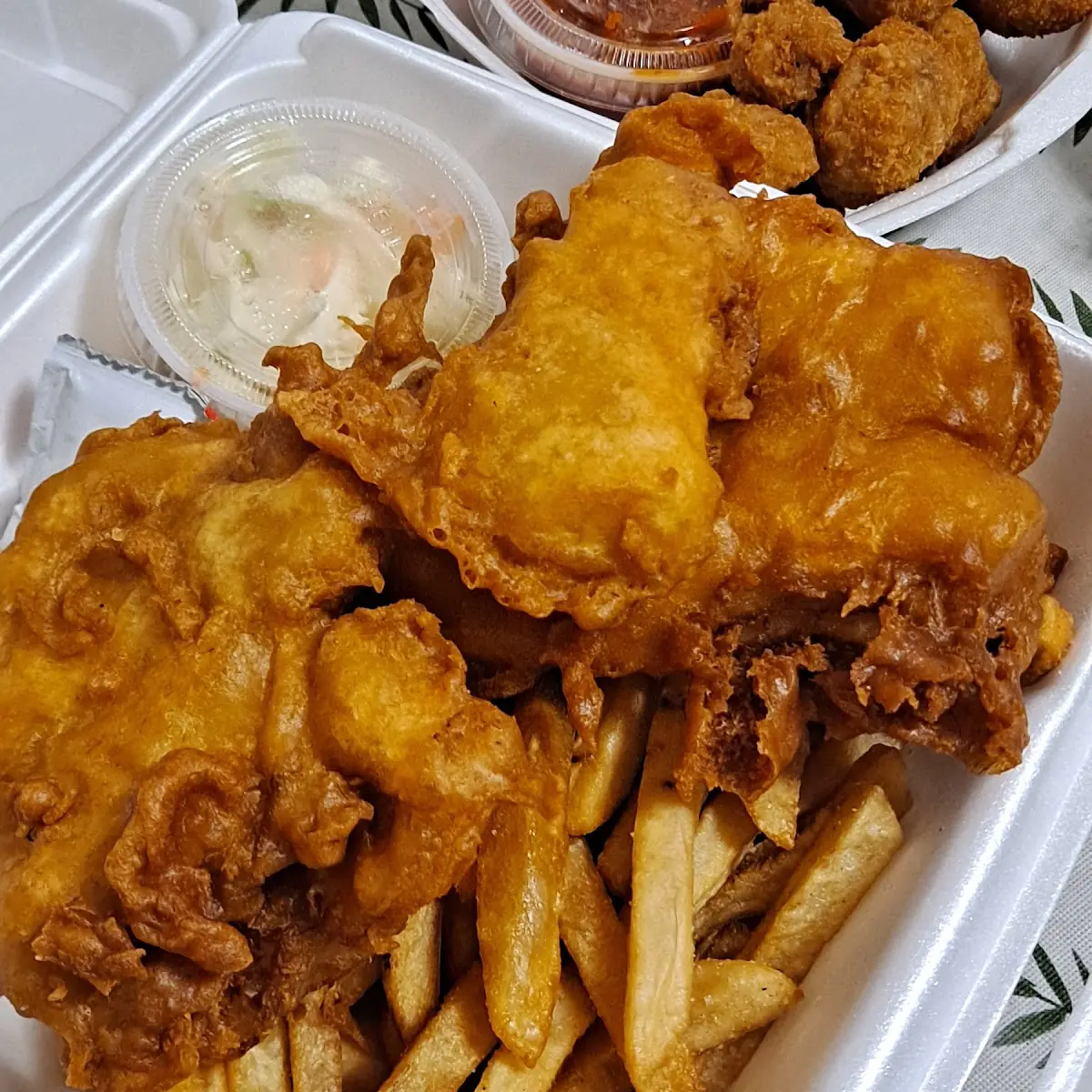 Fish and Chips and Fried Mushrooms