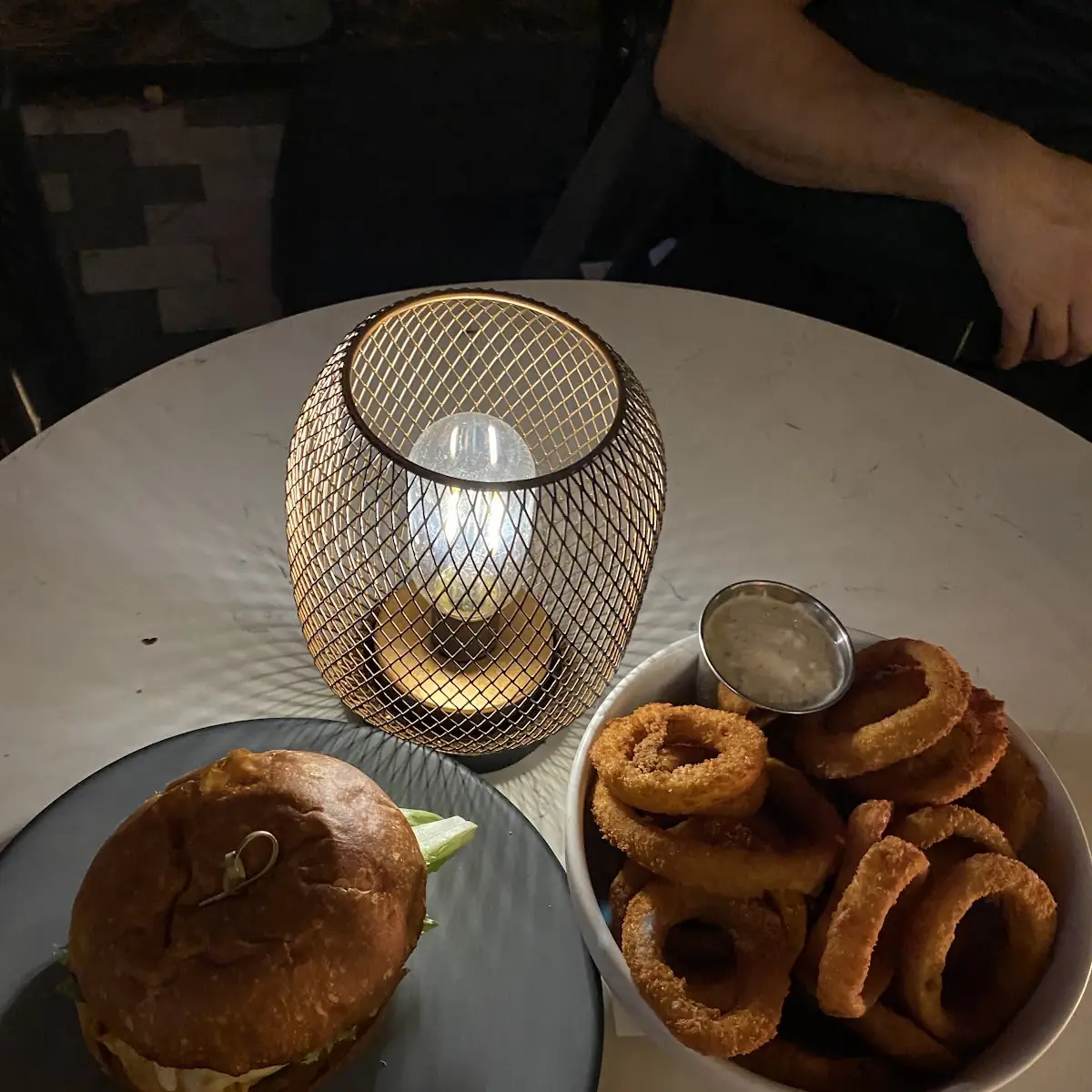 Fried Chicken Sandwich and Beer Battered Onion Rings