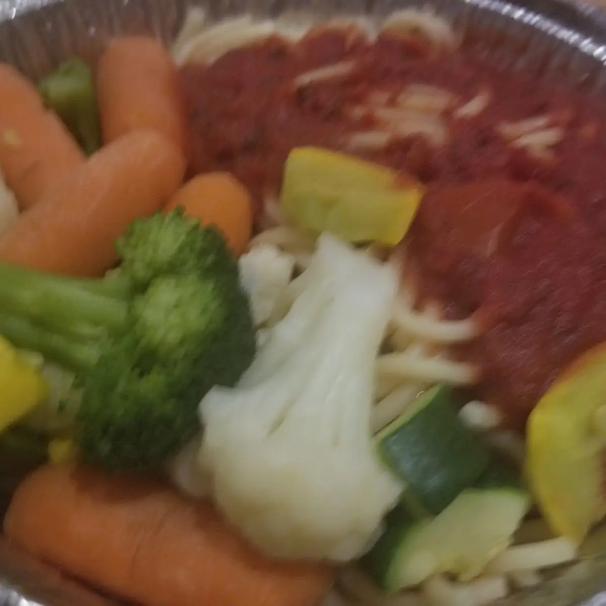 Spaghetti with Steamed Vegetables