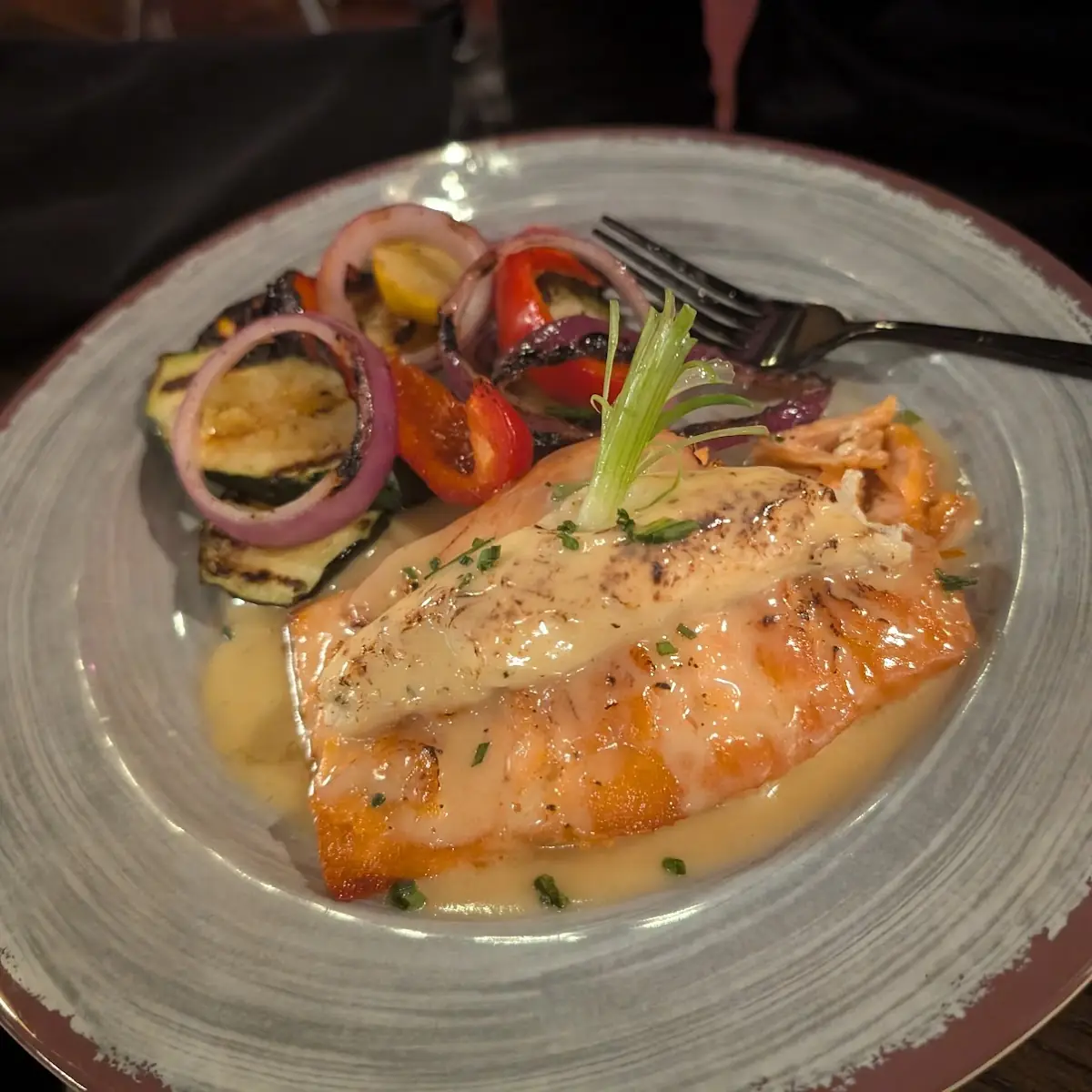 Stuffed Salmon and Grilled Vegetables