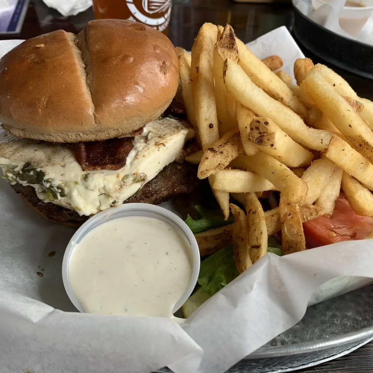 Bacon Popper Burger with Fries