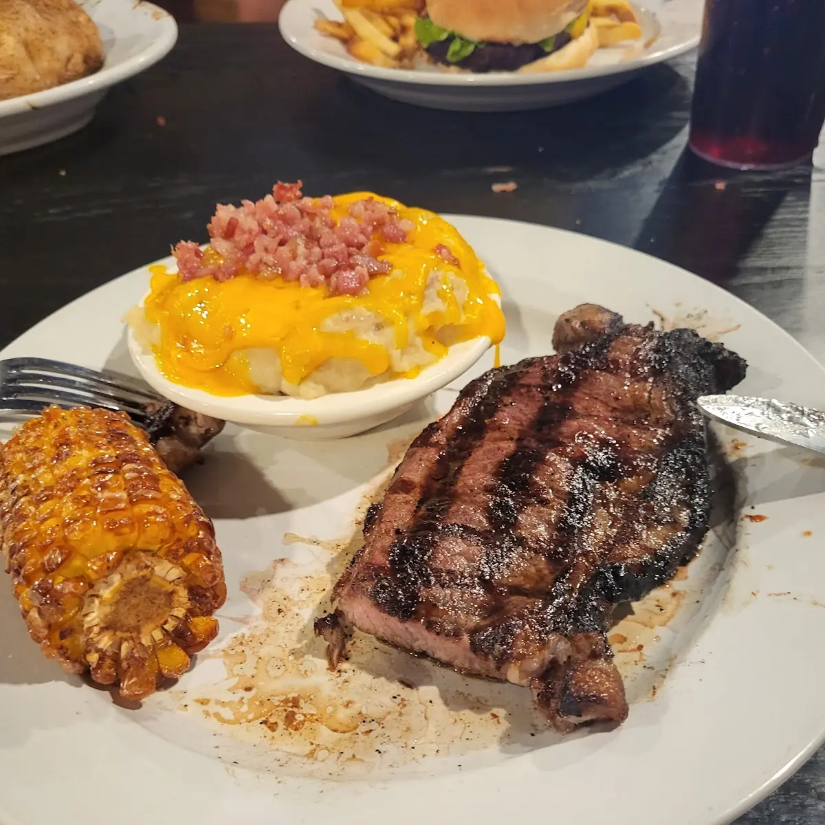 New York Strip Loaded Mashed Potatoes Corn