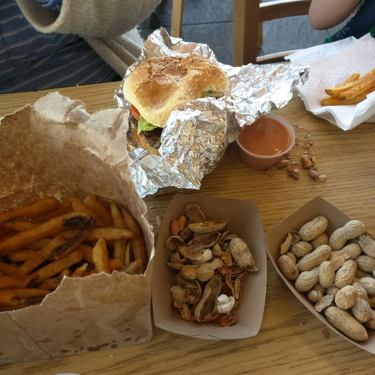 French Fries Peanuts & Burger