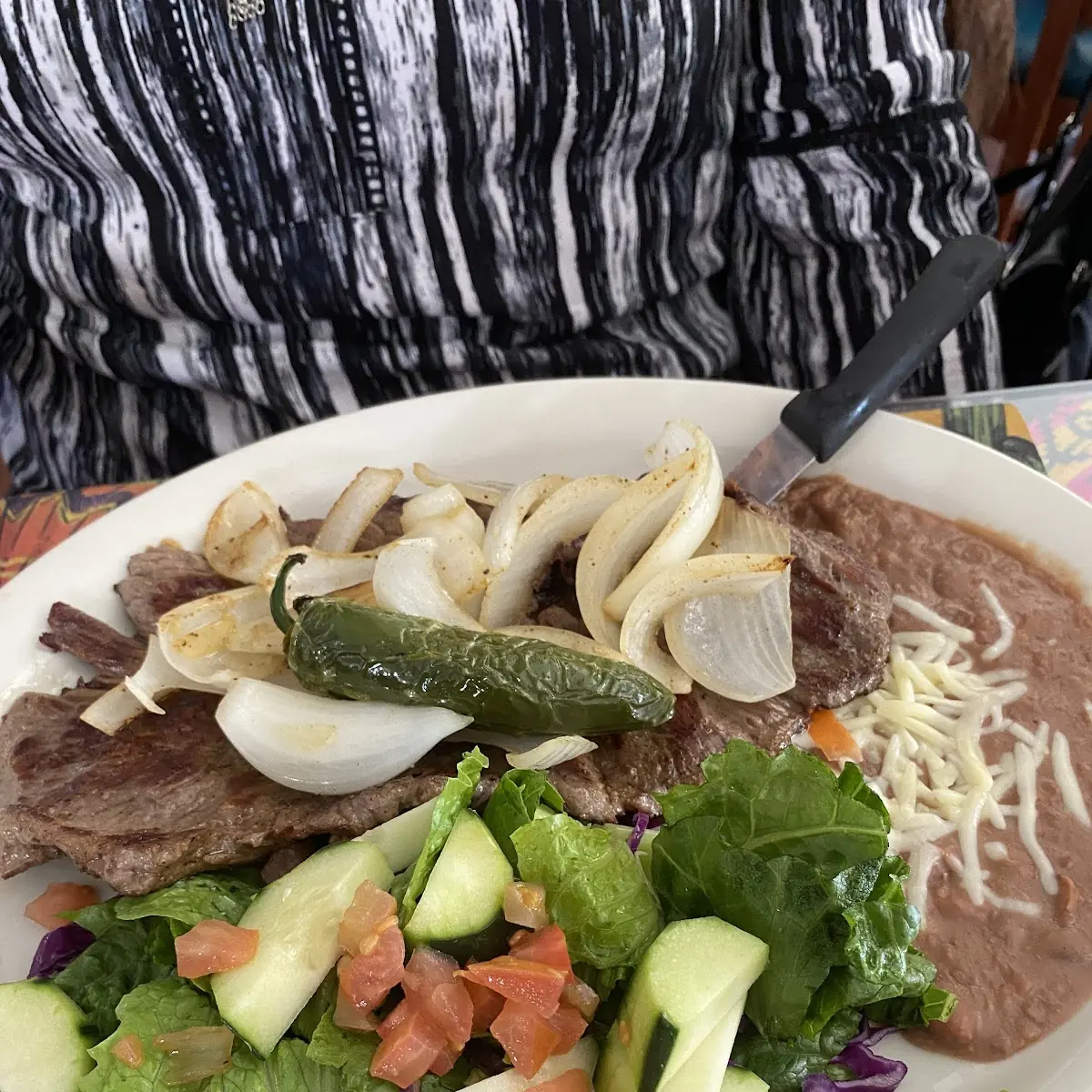 Carne Asada with Beans and Side Salad
