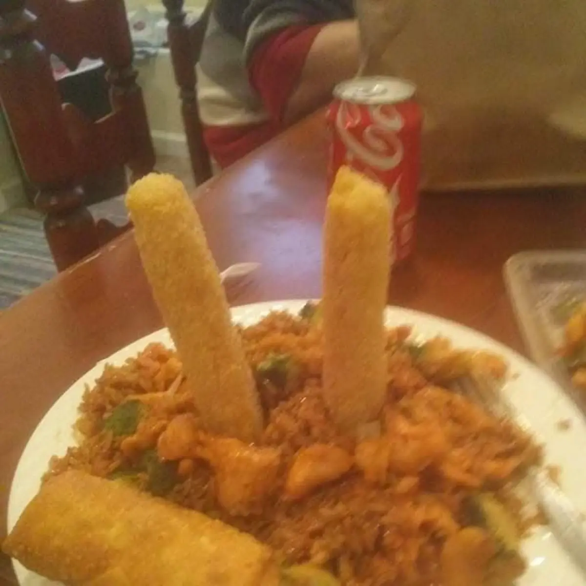 Chicken and Fried Rice with Deep Fried Churros