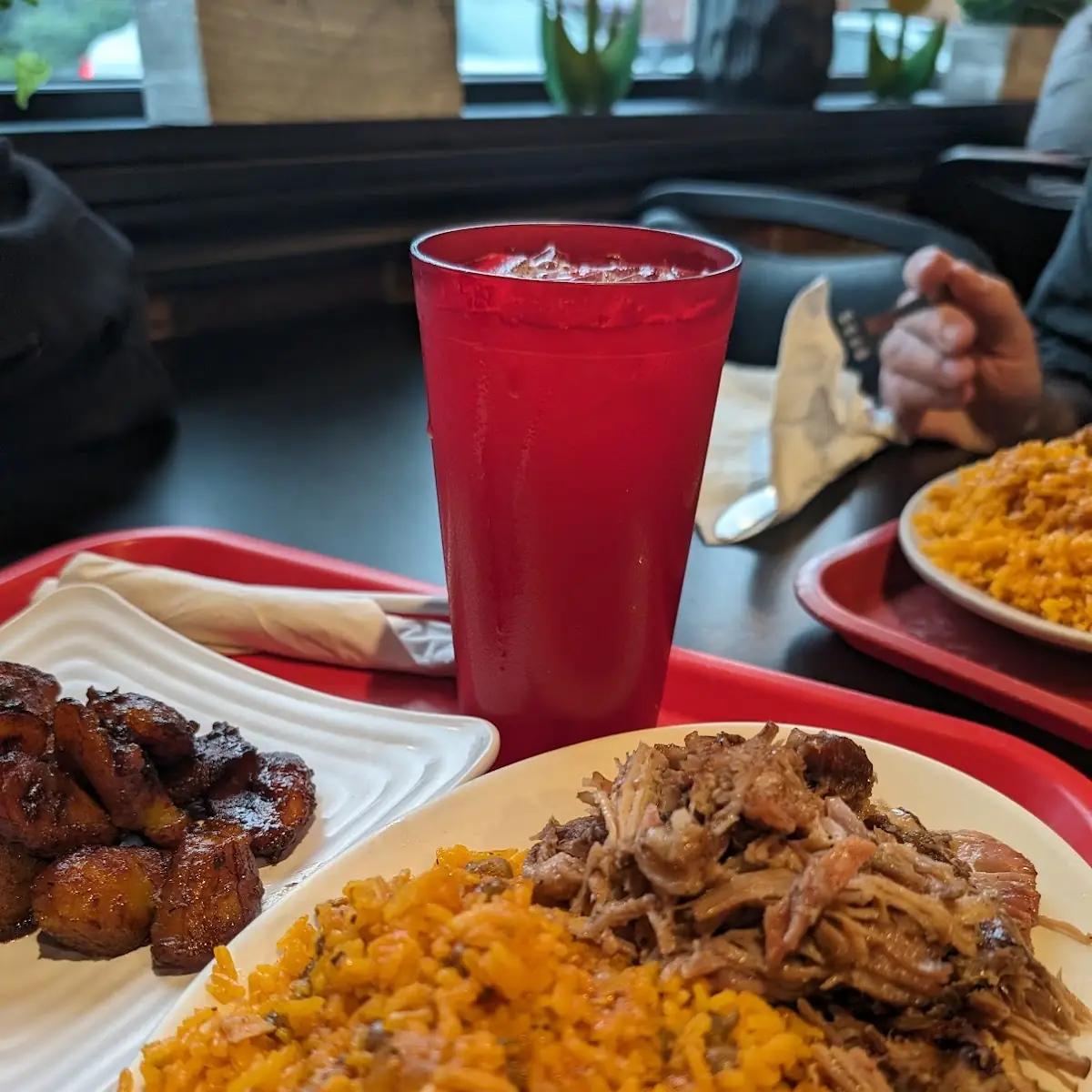 Pernil Pork with Rice and Beans Sweet Plantains