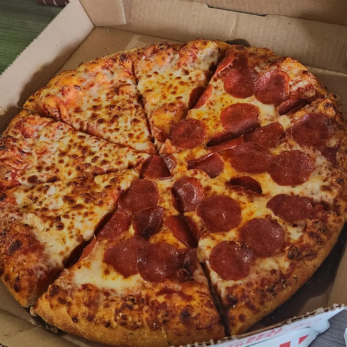 Half Pepperoni Half Cheese Pizza