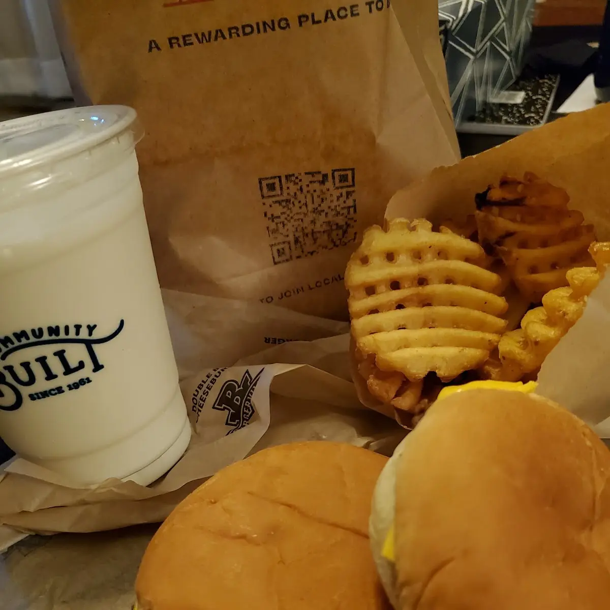 Cheeseburger Waffle Fries Vanilla Shake