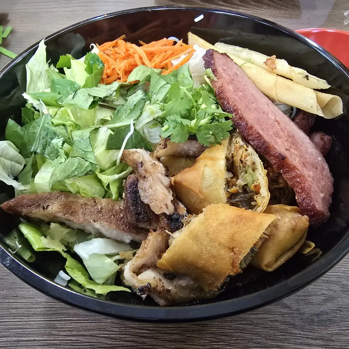 Grilled Pork and Egg Roll Noodle Bowl