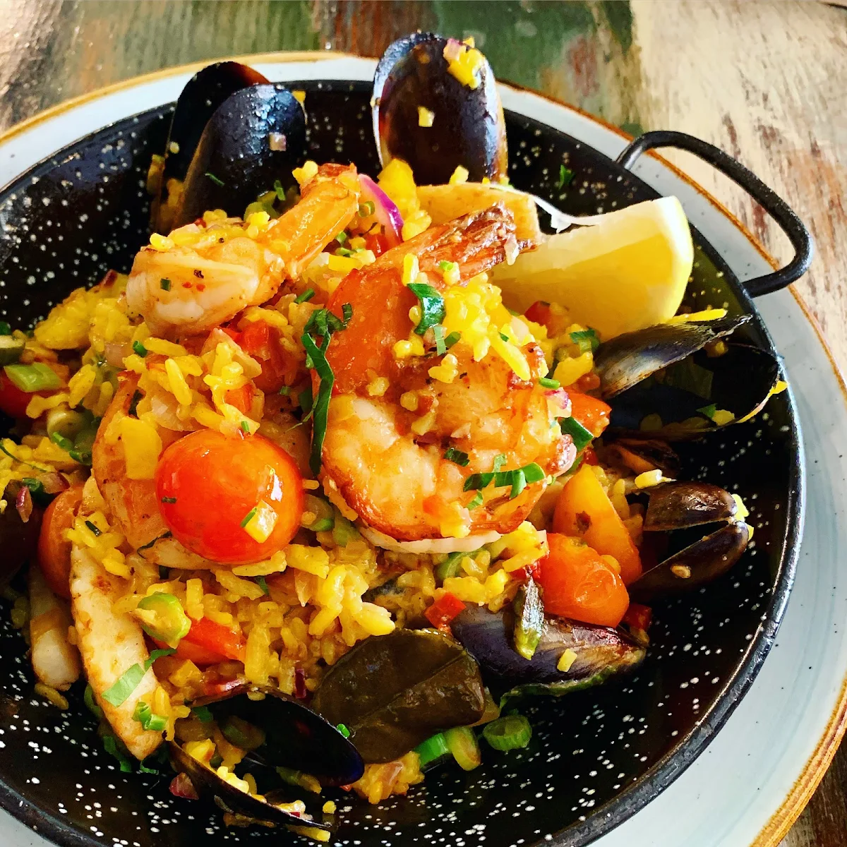 Seafood Paella, Pool Coffee Eatery