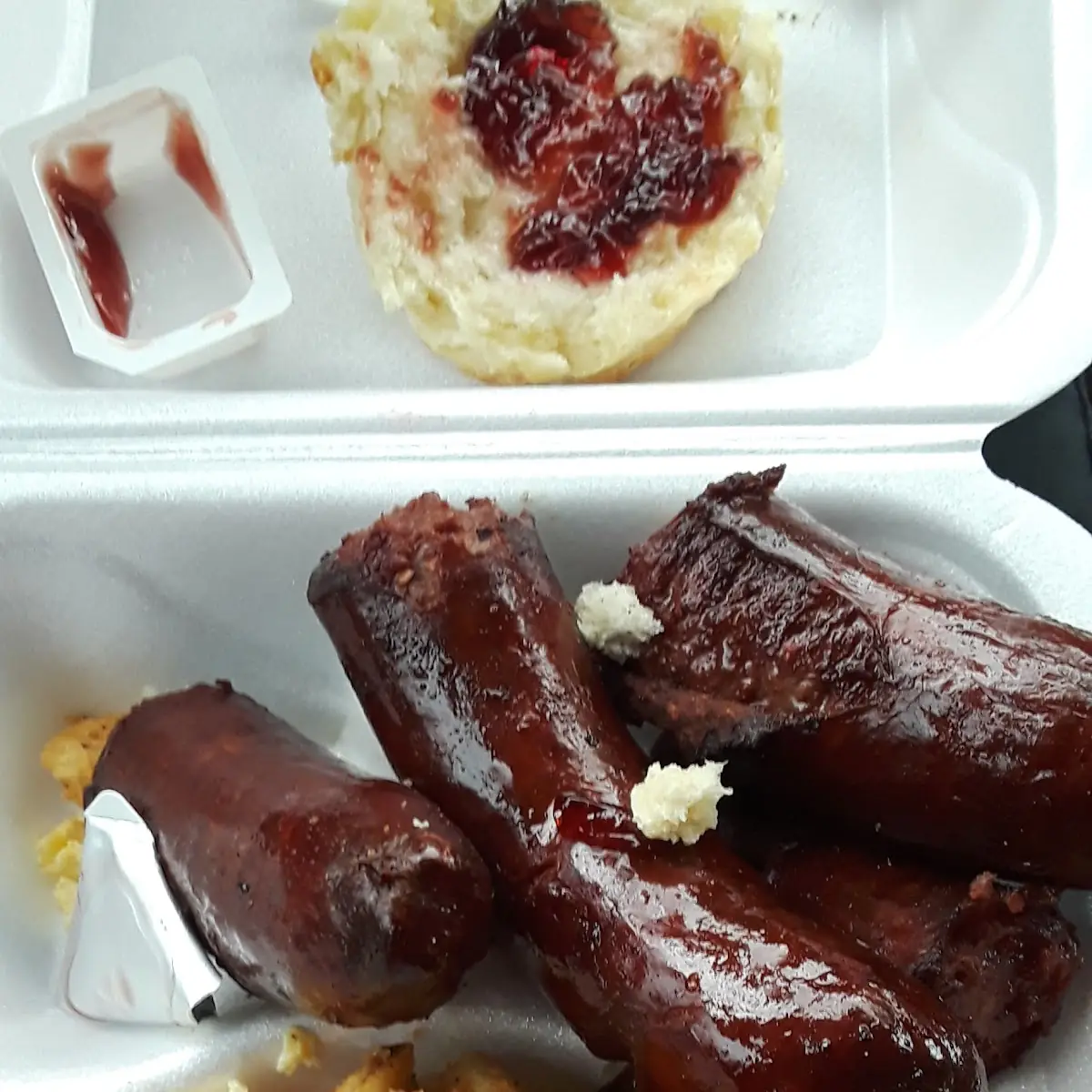 Deep Fried Beef Sausage Scrambled Eggs with Hash Browns
