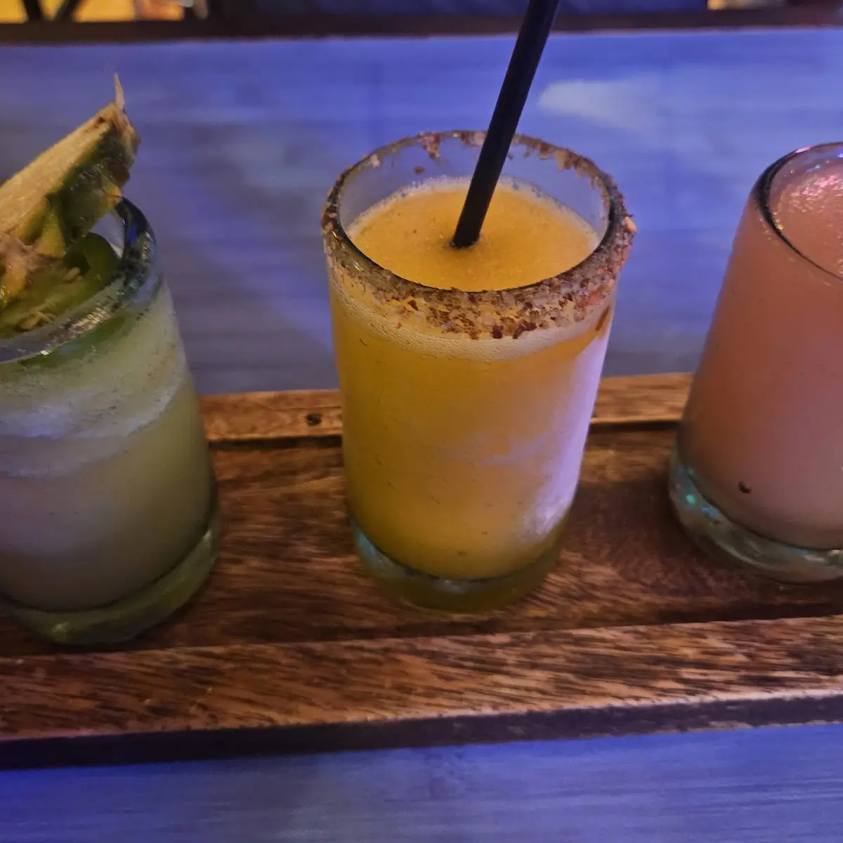 A Margarita Flight with Chips and Salsa