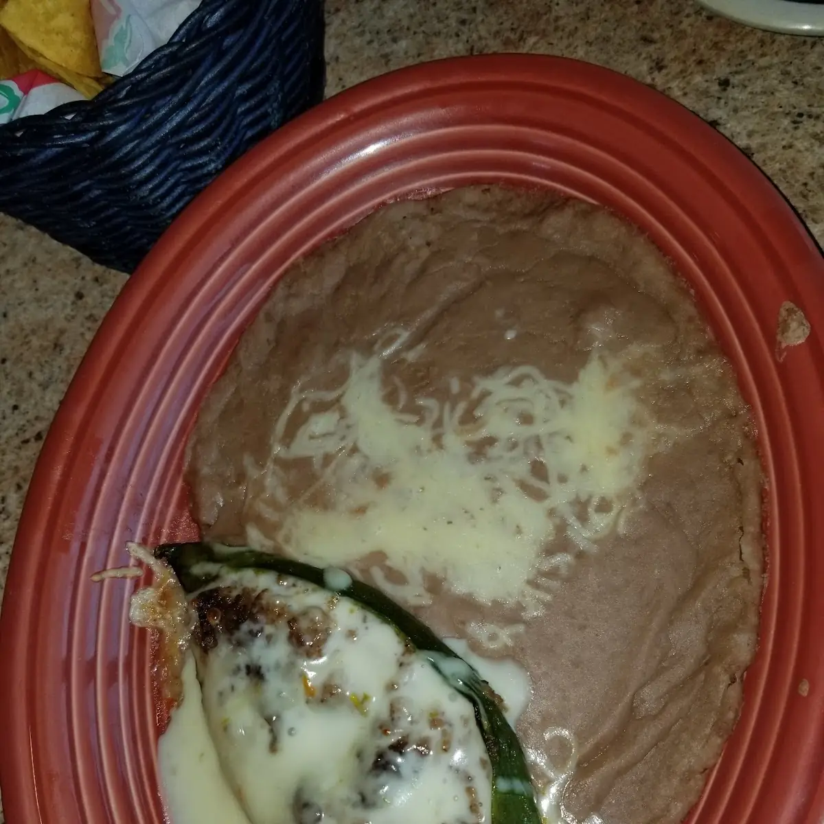 Relleno and Refried Beans