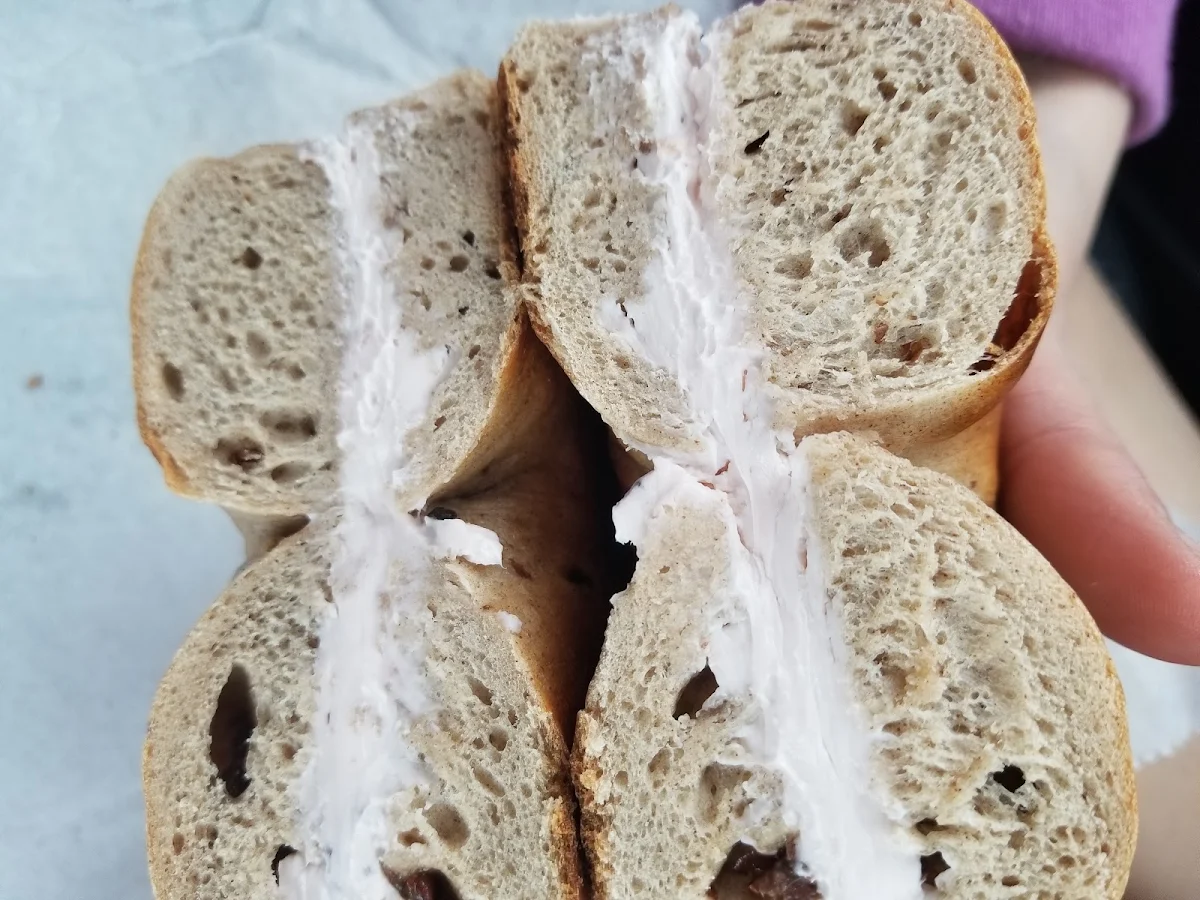 Cinnamon Raisin Bagel with Strawberry Cream Cheese