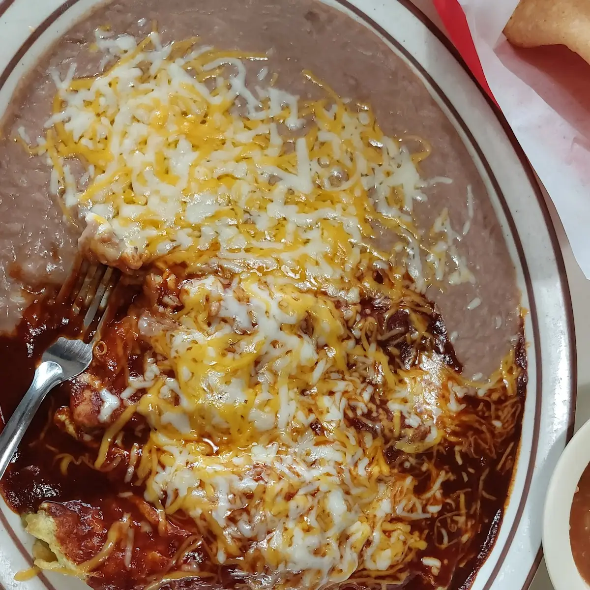 Chile Relleno and Enchilada Rice and Beans