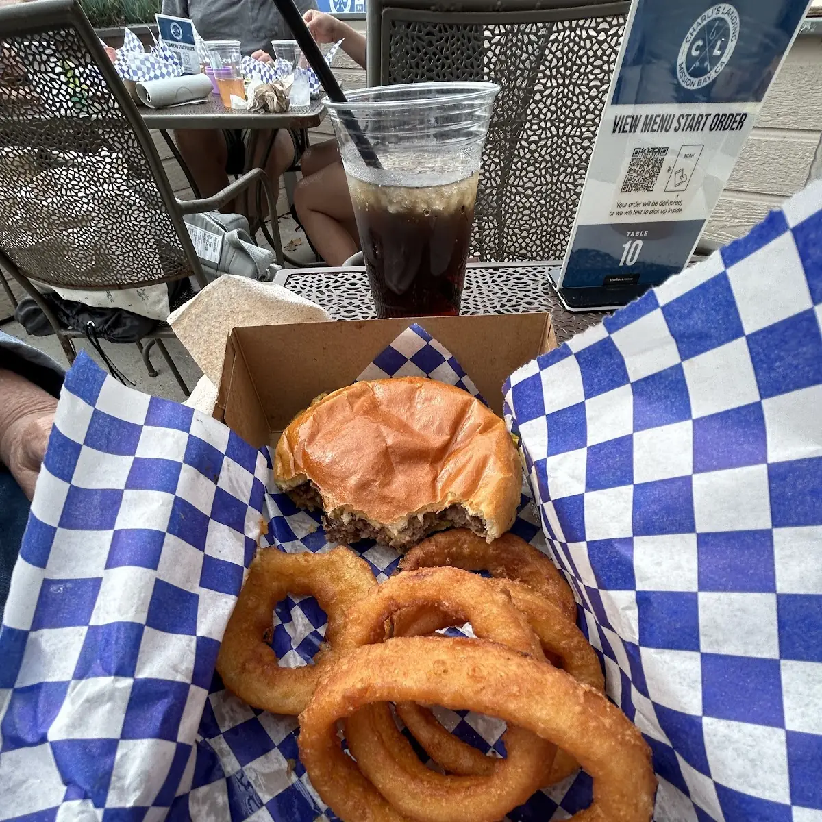 Smash Burger with Onion Rings