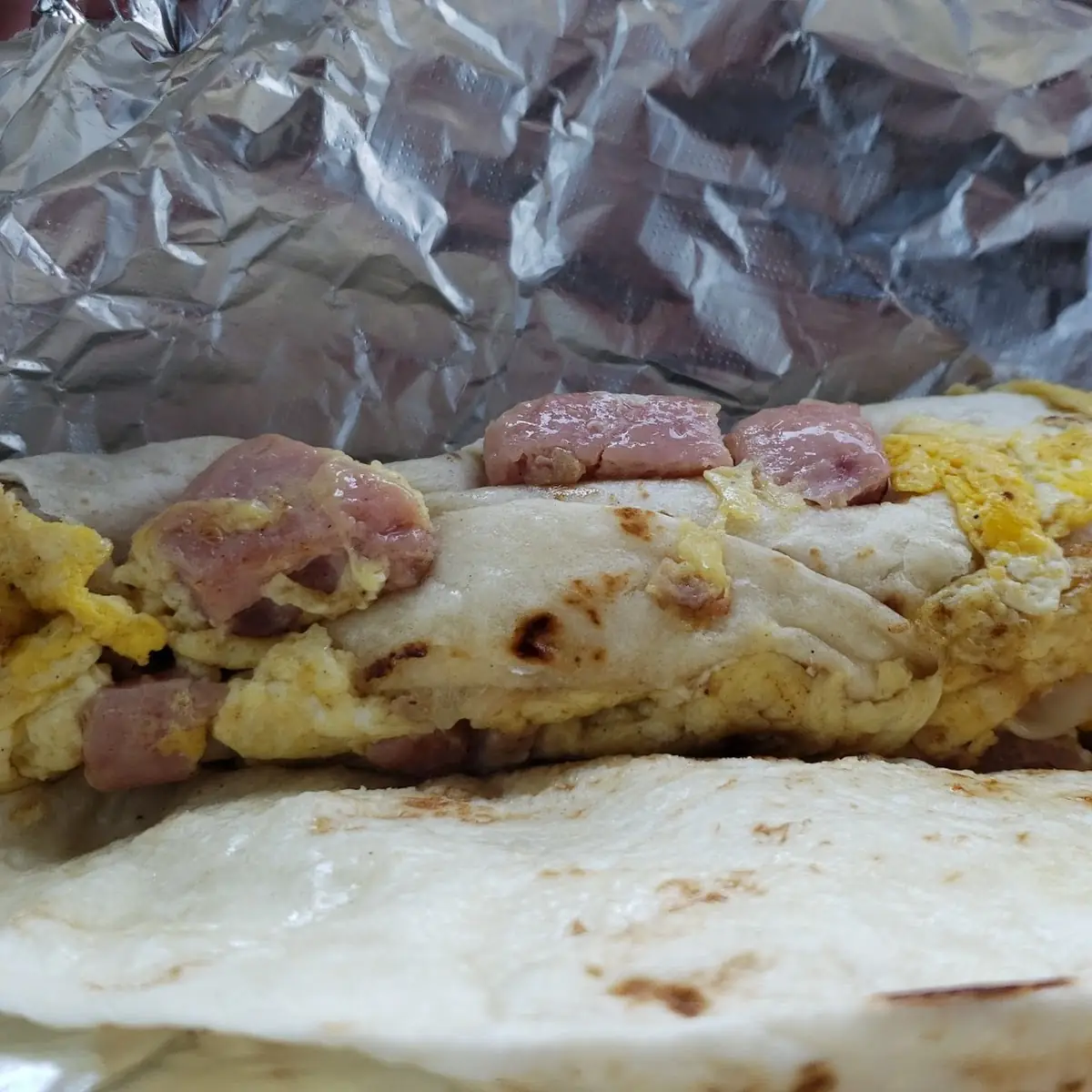 Over Cooked Bacon & Eggs Burrito