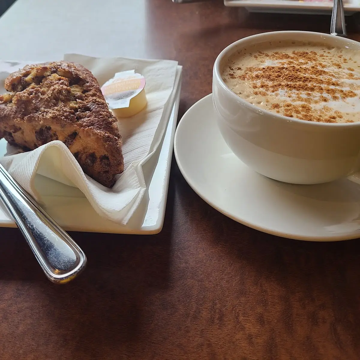 Cinnamon Scone and Flavored Latte, Coffee Culture Café & Eatery