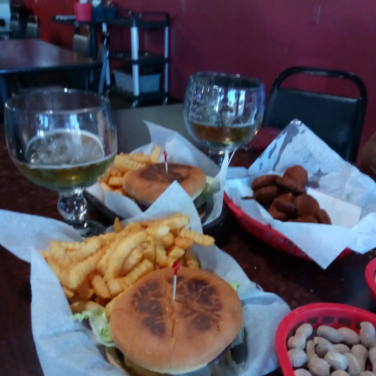 Burger and Beer Battered Fries