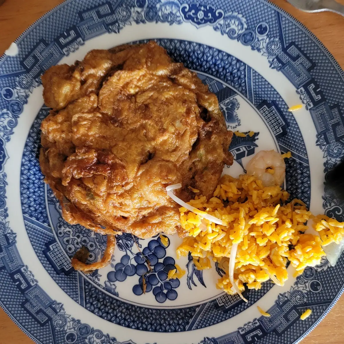 Egg Foo Young & Shrimp Fried Rice