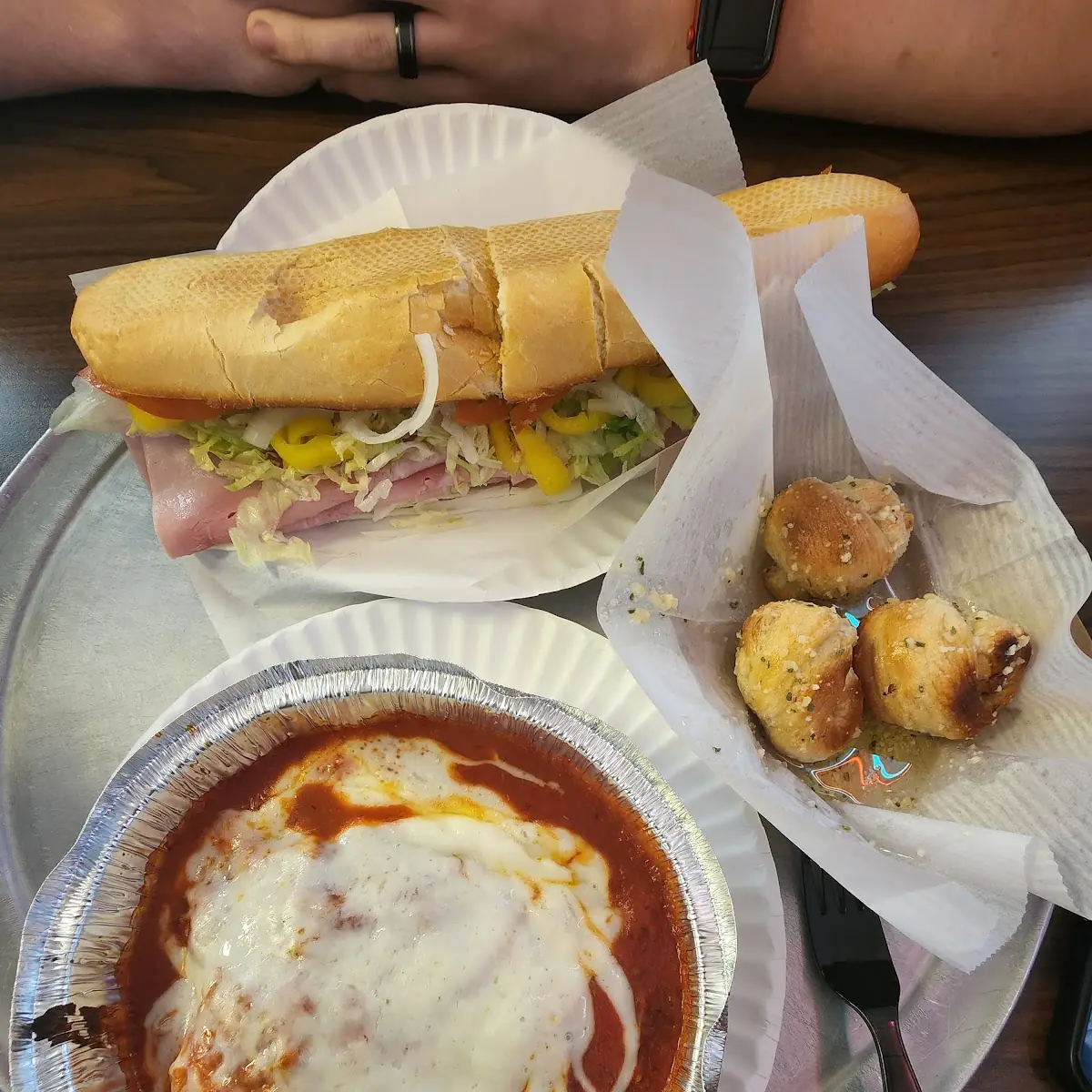 Lasagna a Sub and Garlic Knots