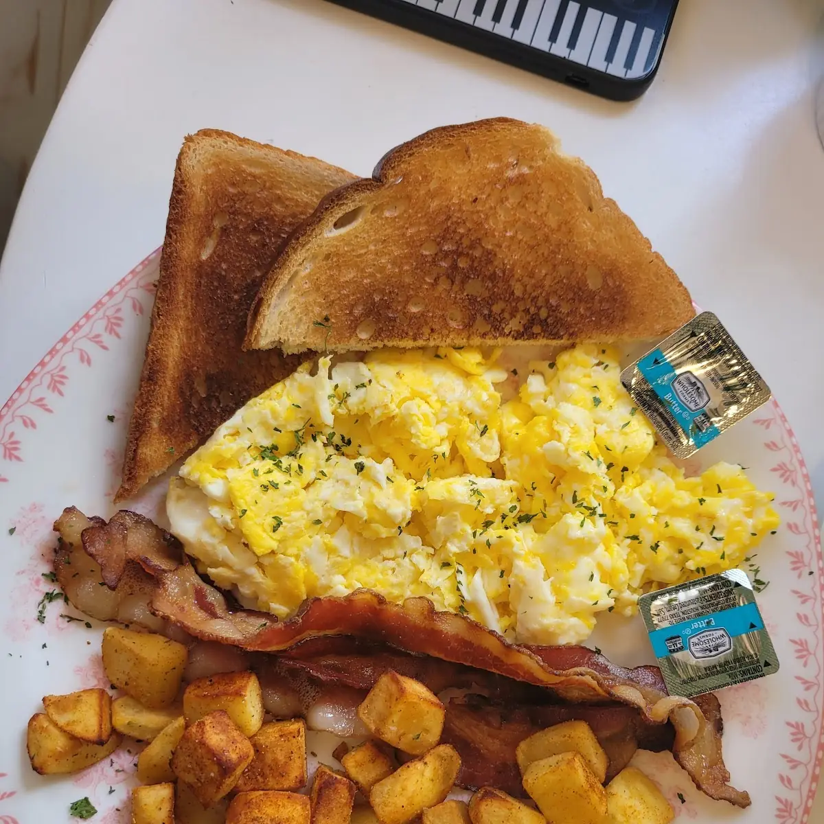 Scrambled Eggs Home Fries and Toast