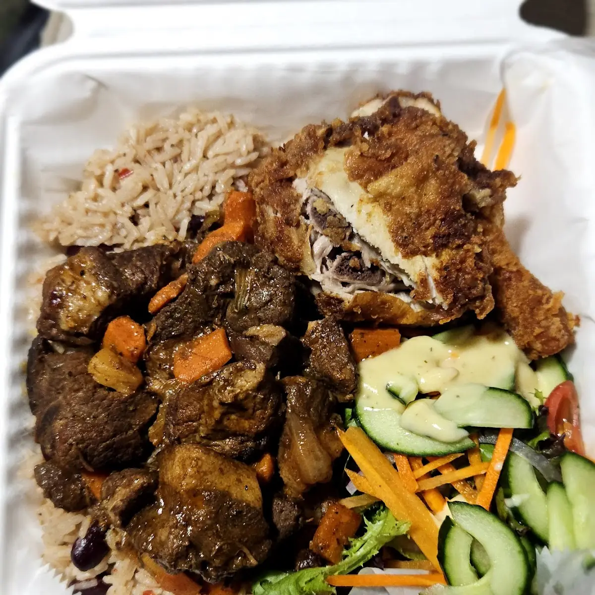 Brown Stew Chicken and Fried Chicken