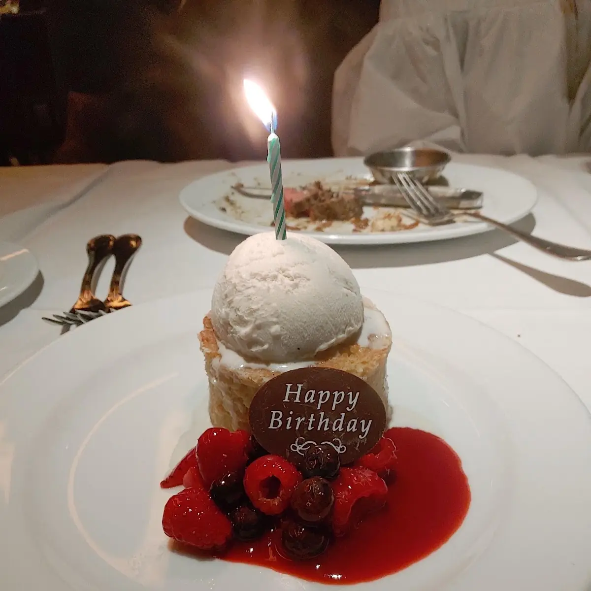 Warm Butter Cake with Vanilla Ice Cream Fresh Berries in a Rasberry Sauce