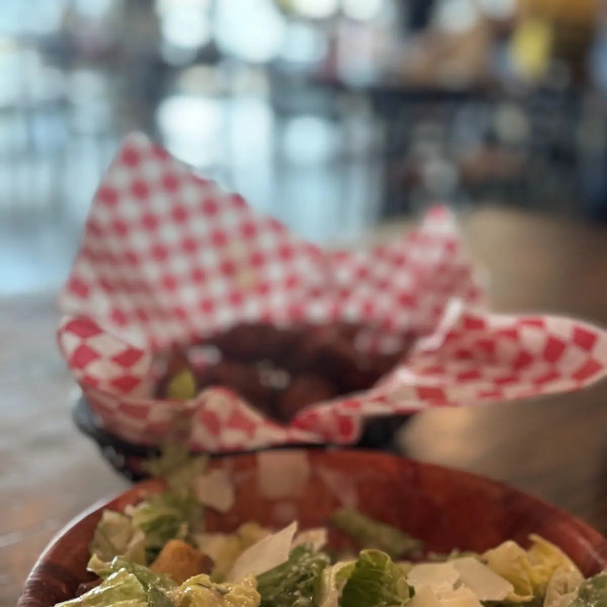 Caesar Salad and Wings