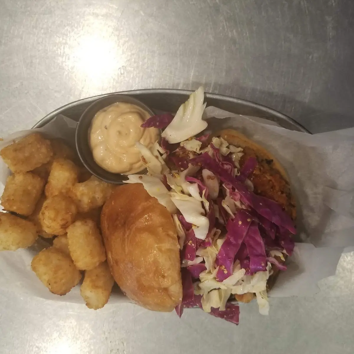 Veggie Burger with Tots