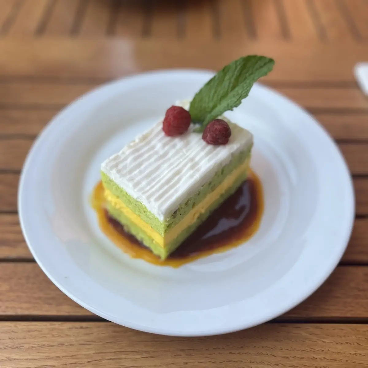 Pistachio Mango Mousse Cake