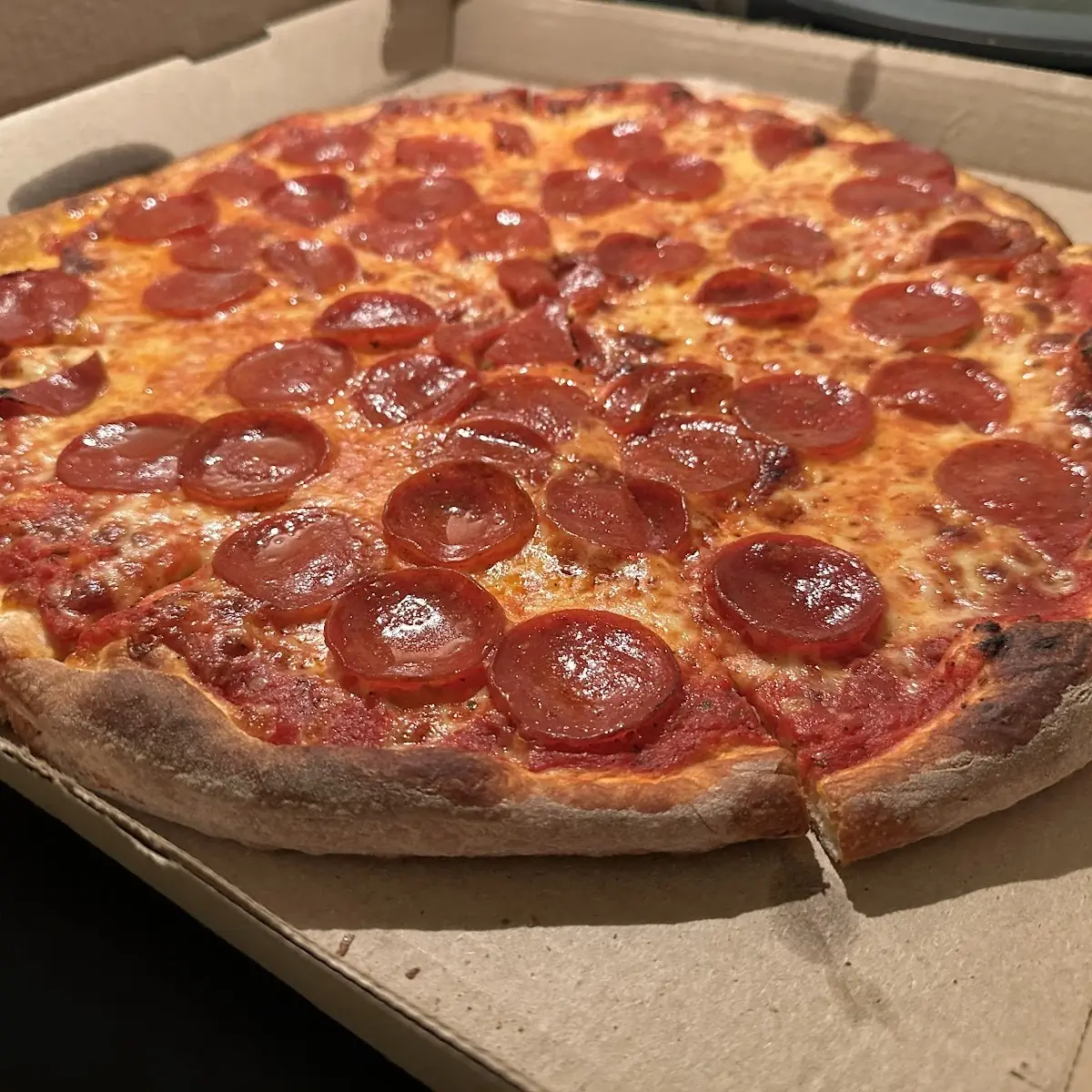 Large Pepperoni Pizza Cooked Well Done