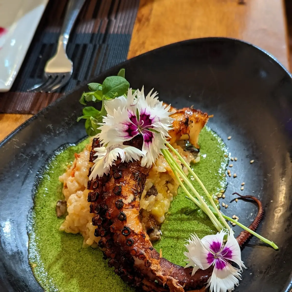 Grilled Octopus Mushroom Risotto