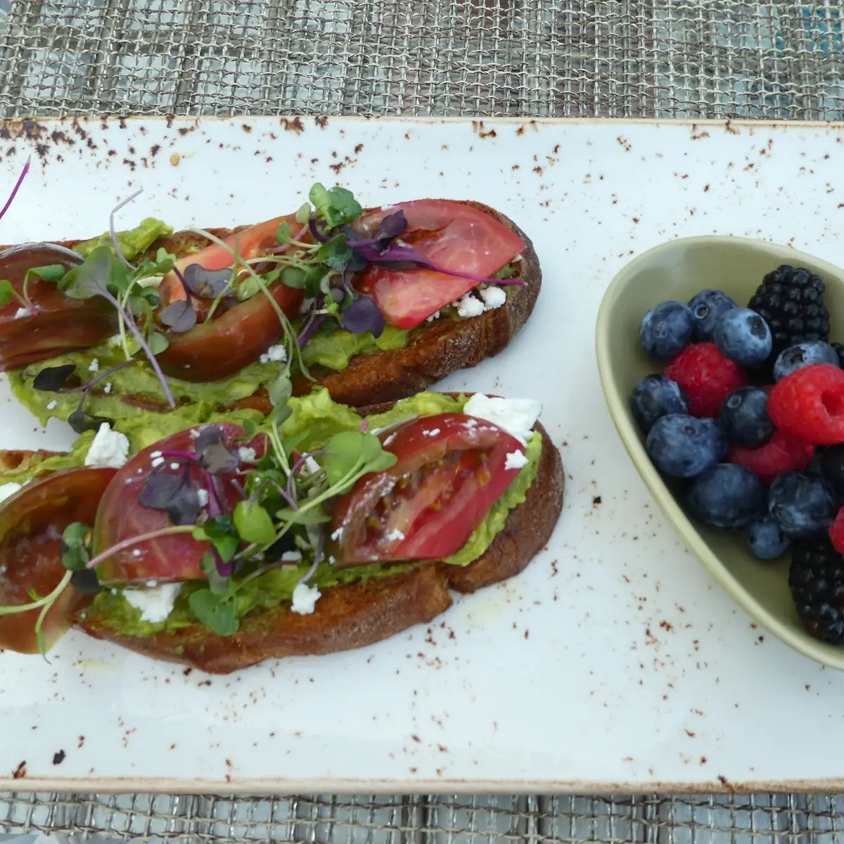 Avocado on Toast with Goats Cheese and Tomatoes