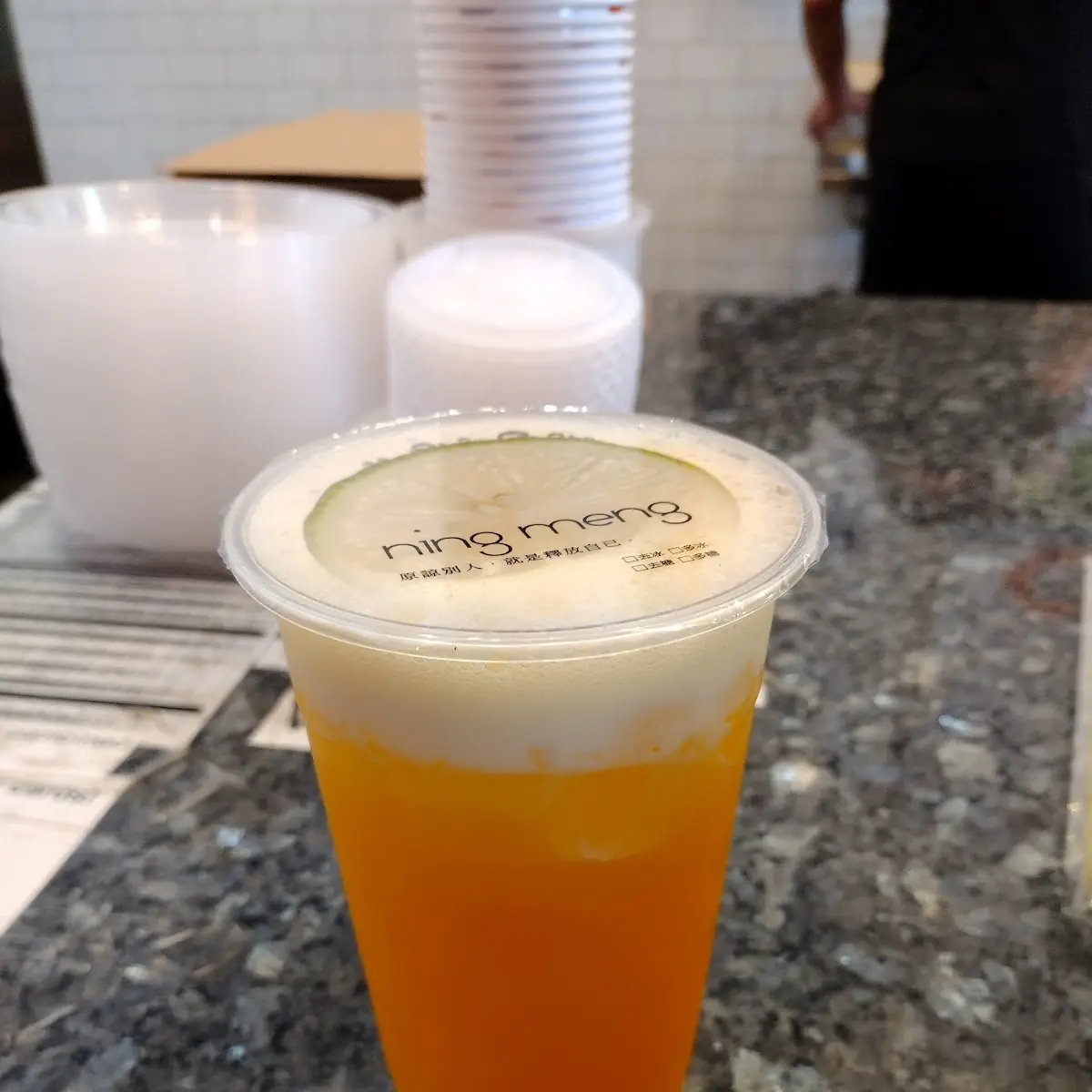Passion Fruit Bubble Tea w Mango Boba Pearls
