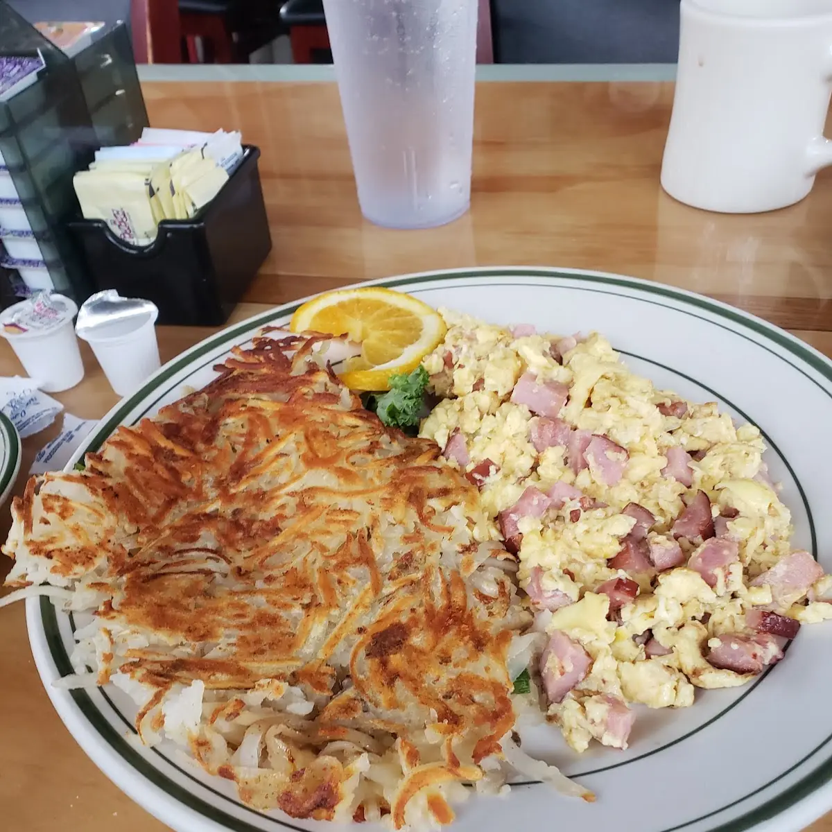 Scrambled Eggs and Chopped Ham Harsh Brown