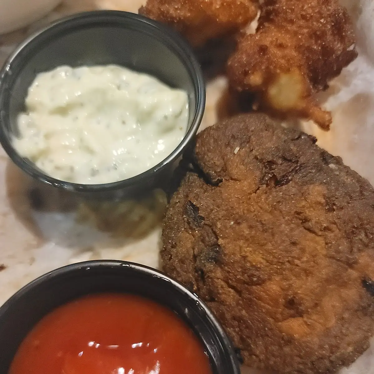Deviled Crab Cakes Hush Puppies Cole Slaw