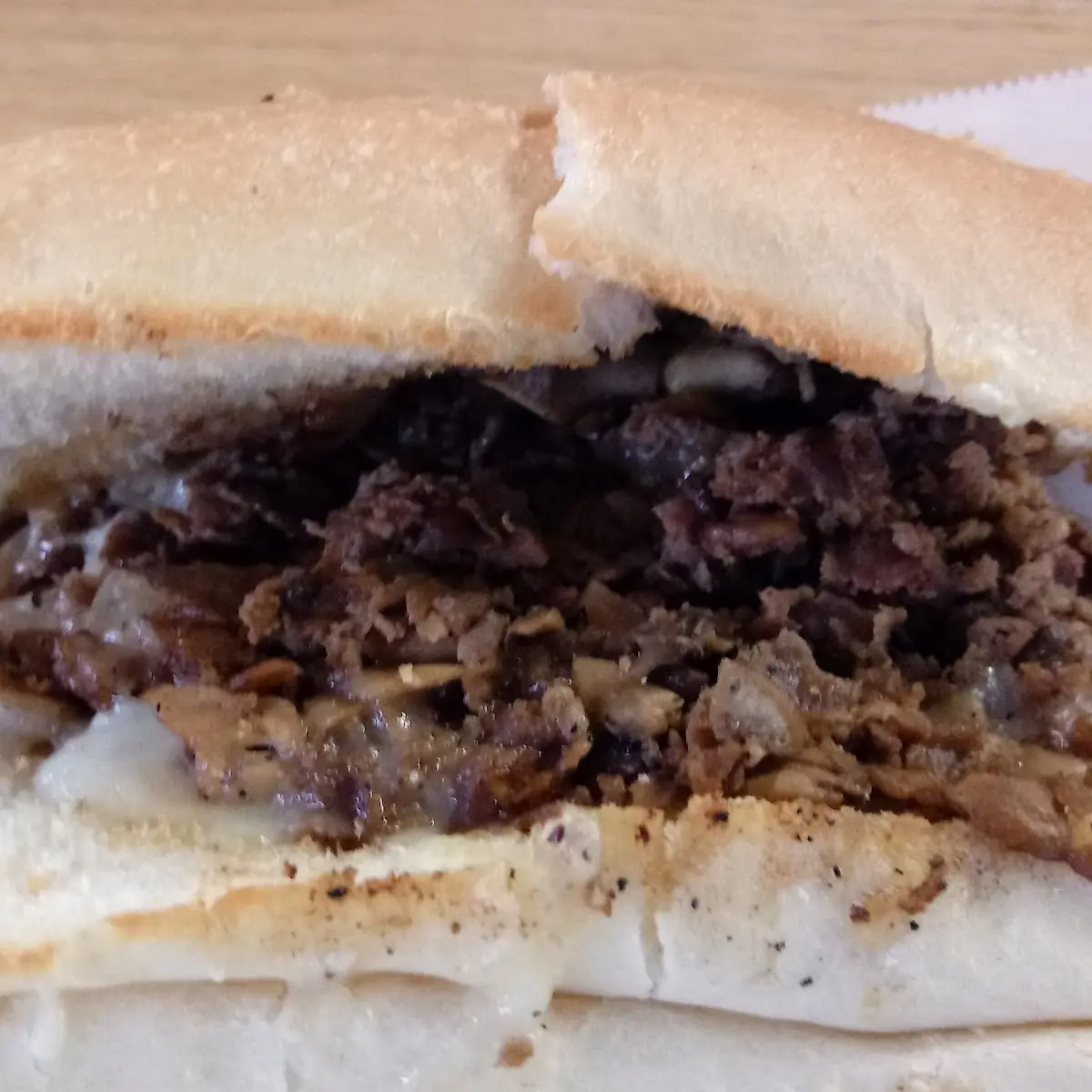 Steak and Cheese Sub with Requested Added Mushrooms