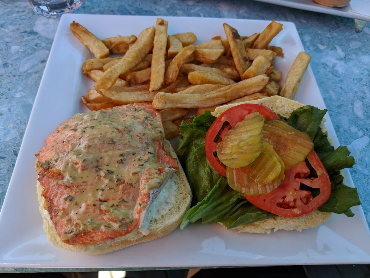 Salmon Burger, Sharkey's Seafood Bar & Grille