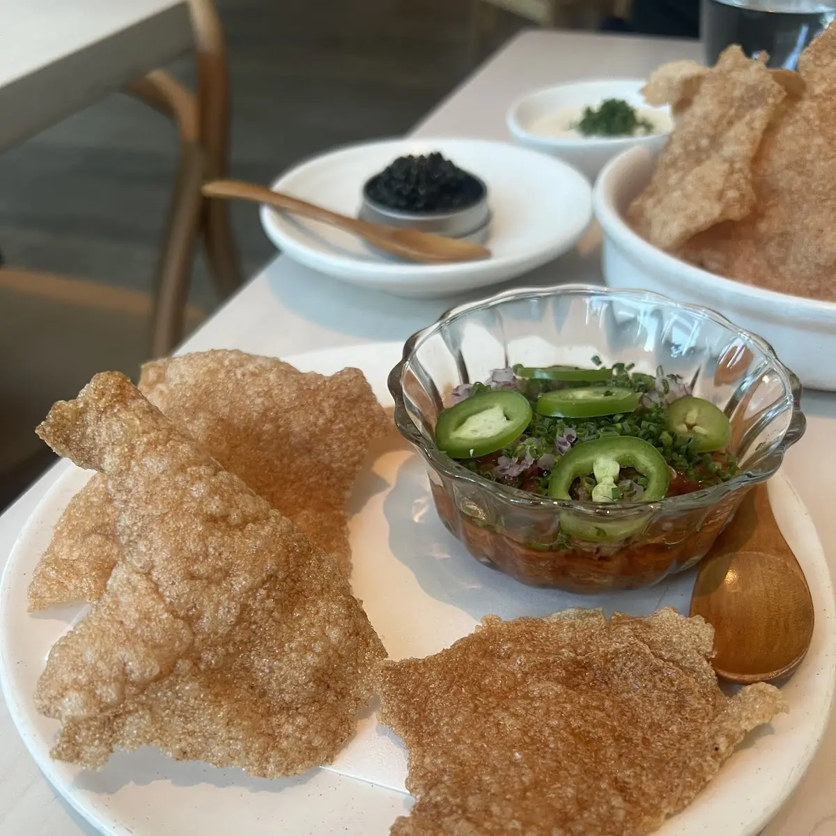 Spicy Tuna Dip Rice Chips