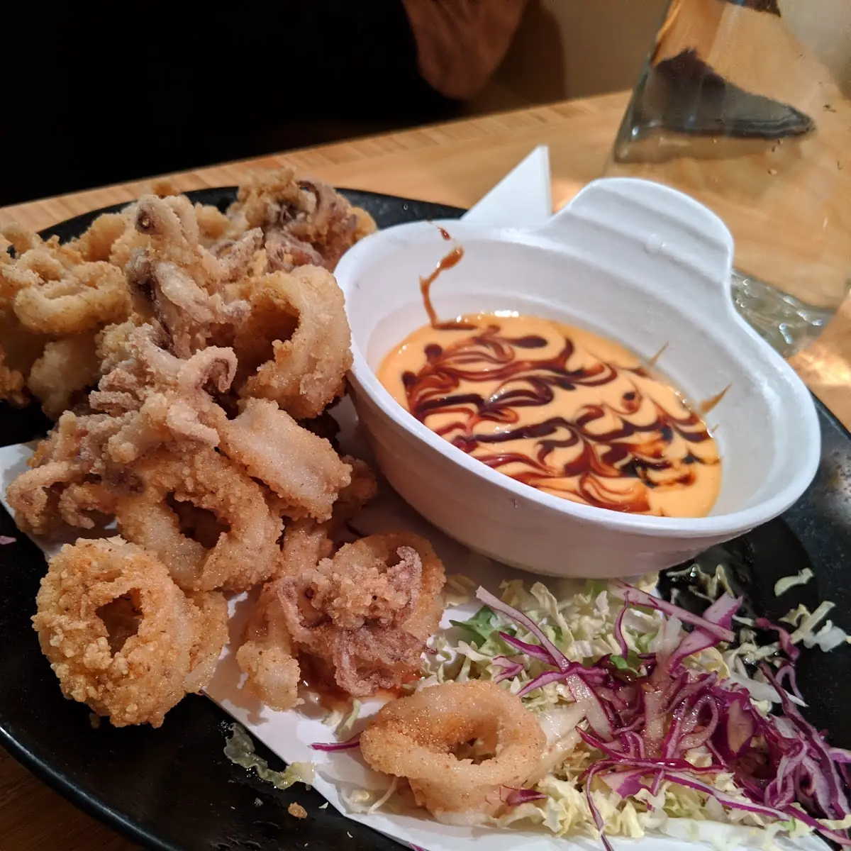 Crispy Calamari with Spicy Tobikko Sauce