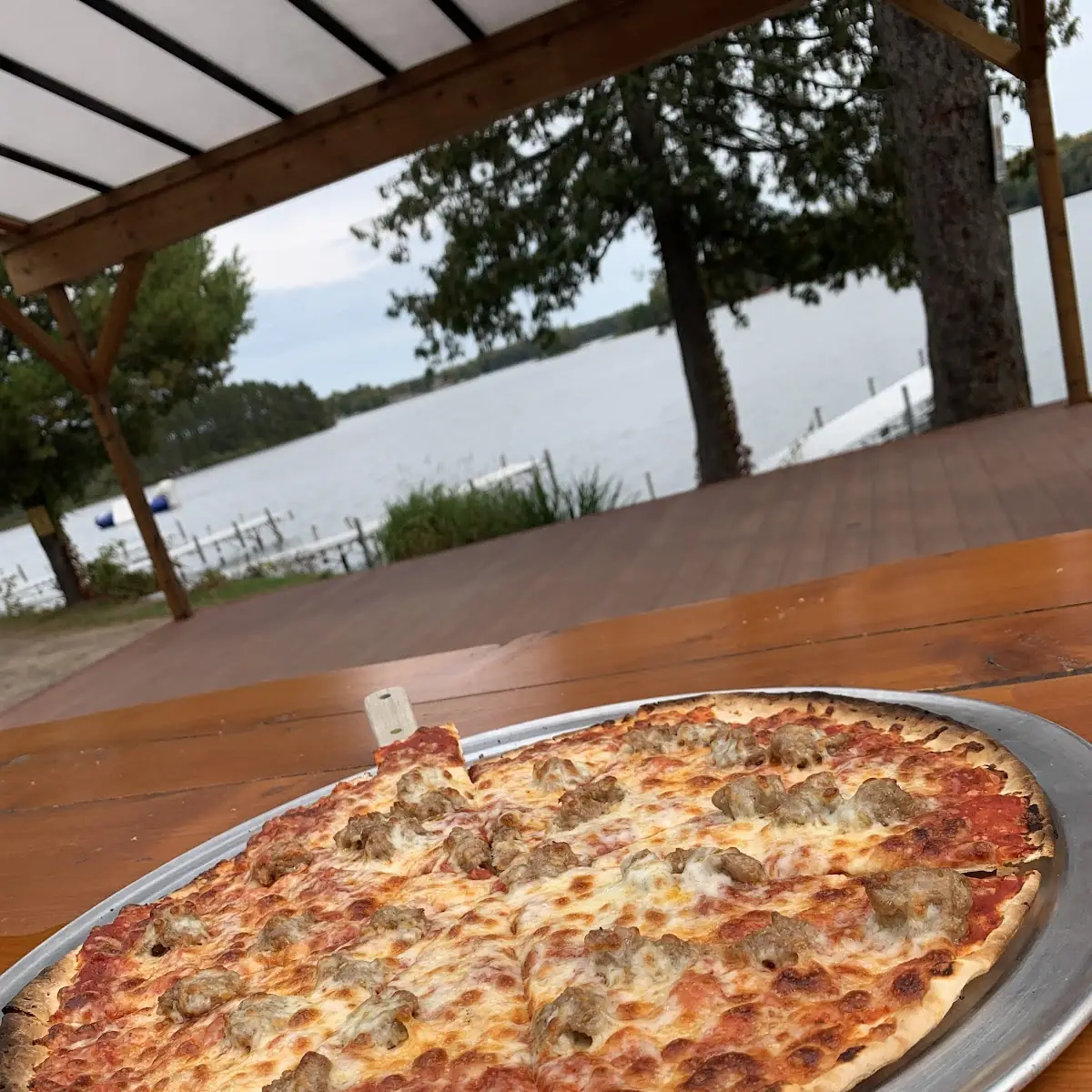 Thin Crust Cheese and Sausage Pizza