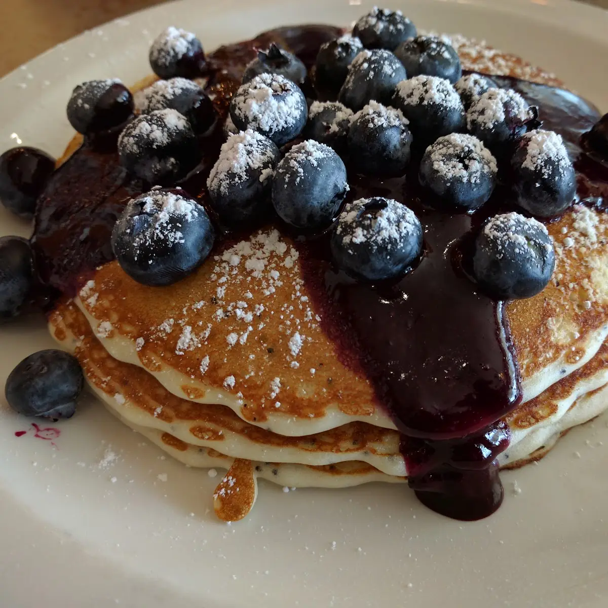 Lemon Poppy Seed Pancake with Blueberry Compote