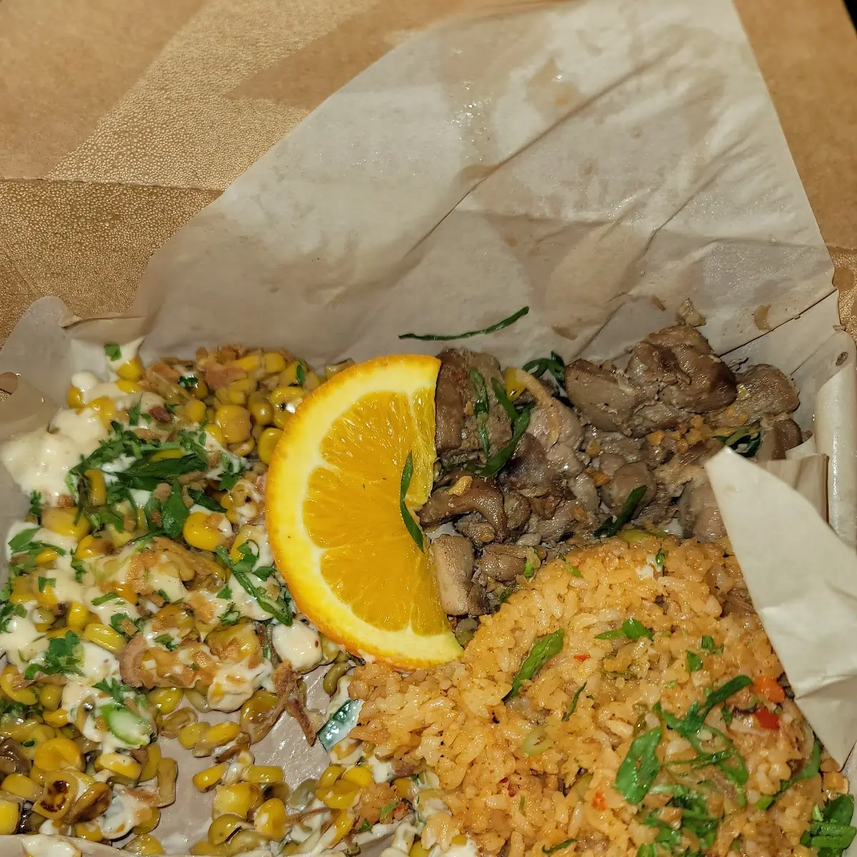 Adobo Chicken Coconut Rice Garlic Corn